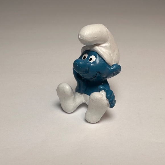 Vintage Schleich Thinking Smurf Sitting Hong Kong 1980s PVC Figure - Picture 4 of 5